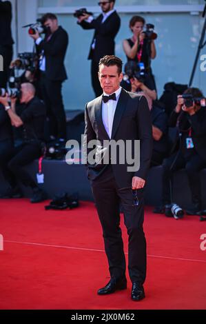 Colin Farrell nimmt am 05. September 2022 in Venedig, Italien, am roten Teppich „The Banshees of Inisherin“ auf dem Internationalen Filmfestival von Venedig 79. Teil Stockfoto