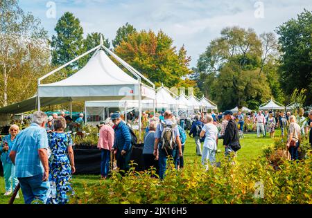 Stände beim jährlichen Wisley Taste of Autumn Festival im September im RHS Wisley, Surrey, Südostengland Stockfoto