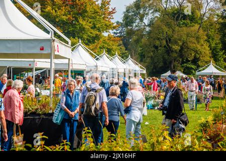 Stände beim jährlichen Wisley Taste of Autumn Festival im September im RHS Wisley, Surrey, Südostengland Stockfoto