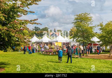 Stände beim jährlichen Wisley Taste of Autumn Festival im September im RHS Wisley, Surrey, Südostengland Stockfoto