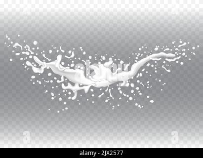 Weiße Flüssigkeit auf transparentem Hintergrund. Vektorgrafik. Stock Vektor