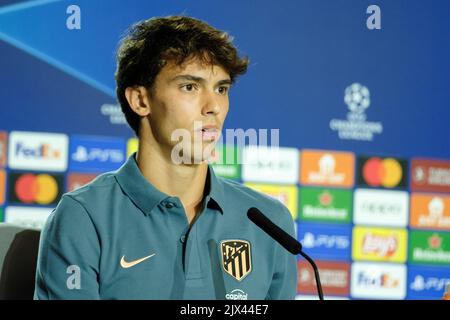 Madrid, Spanien. 06. September 2022. Joao Felix von Atletico de Madrid nimmt an der Pressekonferenz vor der UEFA Champions League, Gruppe B, im Civitas Metropolitano in Madrid Teil. Kredit: SOPA Images Limited/Alamy Live Nachrichten Stockfoto