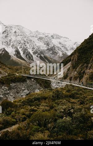 Die ikonischen Halber Tag Hooker Valley Track Wanderung am Mt Cook in Neuseeland Stockfoto