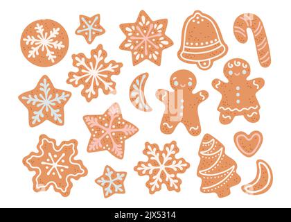 Xmas Lebkuchen setzen flache Design-Vektor Stock Vektor