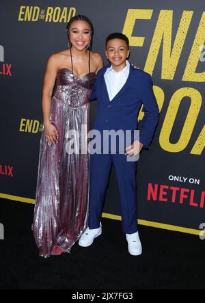 Hollywood, USA. 06. September 2022. Shaun Dixon, Mychala Faith Lee kommt bei der Los Angeles Premiere von END OF THE ROAD an, die am Dienstag, dem 6. September 2022, im Tudum Theatre in Hollywood, CA, stattfand. (Foto: Juan Pablo Rico/Sipa USA) Quelle: SIPA USA/Alamy Live News Stockfoto