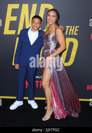 Hollywood, USA. 06. September 2022. Shaun Dixon, Mychala Faith Lee kommt bei der Los Angeles Premiere von END OF THE ROAD an, die am Dienstag, dem 6. September 2022, im Tudum Theatre in Hollywood, CA, stattfand. (Foto: Juan Pablo Rico/Sipa USA) Quelle: SIPA USA/Alamy Live News Stockfoto