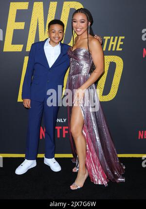 Hollywood, USA. 06. September 2022. Shaun Dixon, Mychala Faith Lee kommt bei der Los Angeles Premiere von END OF THE ROAD an, die am Dienstag, dem 6. September 2022, im Tudum Theatre in Hollywood, CA, stattfand. (Foto: Juan Pablo Rico/Sipa USA) Quelle: SIPA USA/Alamy Live News Stockfoto