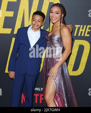 Hollywood, USA. 06. September 2022. Shaun Dixon, Mychala Faith Lee kommt bei der Los Angeles Premiere von END OF THE ROAD an, die am Dienstag, dem 6. September 2022, im Tudum Theatre in Hollywood, CA, stattfand. (Foto: Juan Pablo Rico/Sipa USA) Quelle: SIPA USA/Alamy Live News Stockfoto