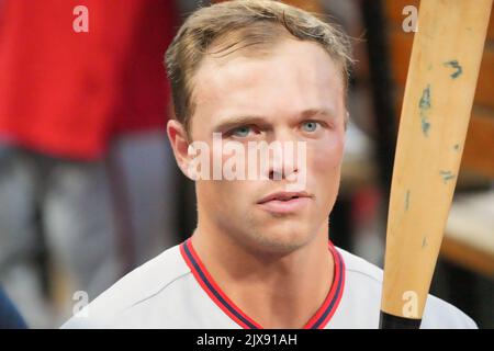 St. Louis, Usa. 06.. September 2022. Washington Nationals Alex Call bereitet sich darauf vor, am Dienstag, den 6. September 2022, im zweiten Inning im Busch Stadium in St. Louis gegen die St. Louis Cardinals zu schlagen. Foto von Bill Greenblatt/UPI Credit: UPI/Alamy Live News Stockfoto