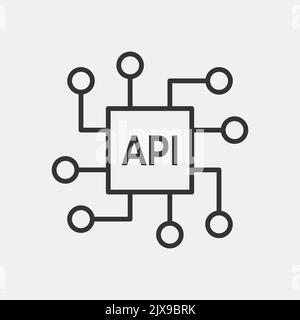 API-Zeilensymbol auf weißem Hintergrund. Vektorgrafik. Stock Vektor