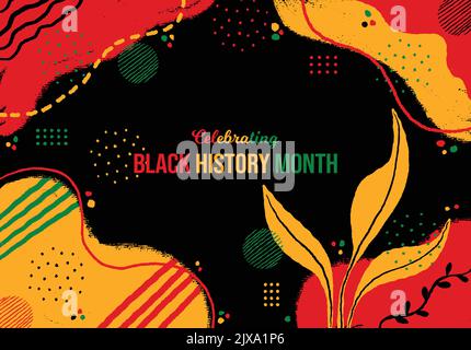 Celebrating Black History Month Memphis Konzept Hintergrund. Februar-Plakat der Afroamerikaner. Horizontale Vektordarstellung für Banner. Website-Header, Stock Vektor