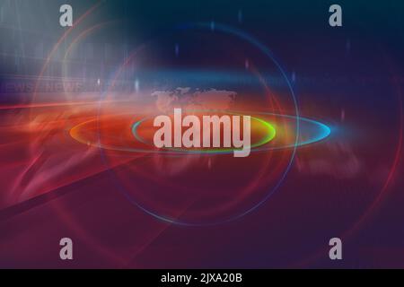 Grafische Nachrichten Hintergrund, Technologie Kommunikation Hintergrund mit Erdkarte. 3D Abbildung Stockfoto