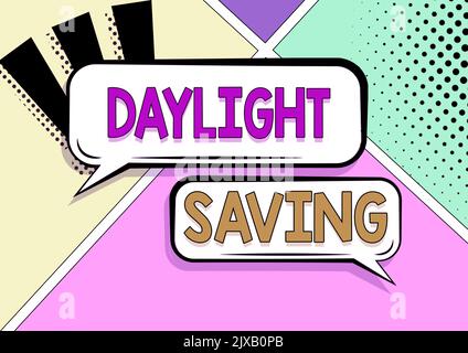 Konzeptunterschrift Daylight SavingStorage-Technologien, die zum Schutz von Daten verwendet werden können. Wort für Speichertechnologien, die zum Schutz verwendet werden können Stockfoto