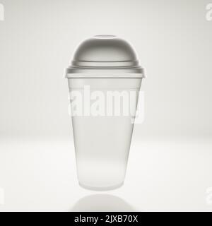 Transparente kalte Tasse Mockup 3D Abbildung Bild isoliert weißen Hintergrund Stockfoto