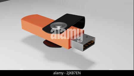 USB-Laufwerk, Modell 3D, Rendering-Bild Stockfoto