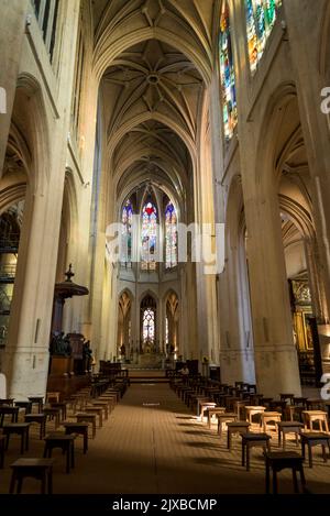 Kirche Saint-Gervais, eine gotische Kirche auf einem antiken Gotteshaus, die 1494 begonnen wurde und die Heimat der berühmten französischen Musikerdynastie, der Familie Couperin, Paris, Fr. Stockfoto