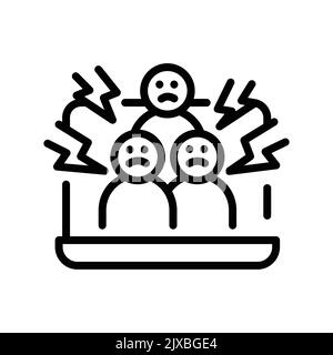 Symbol für die Farblinie von Cybermobbing. Piktogramm für Webseite Stock Vektor