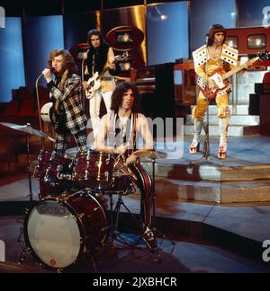 Slade, britische Glam Rock Band, bei einem Auftritt, Deutschland 1974. Stockfoto