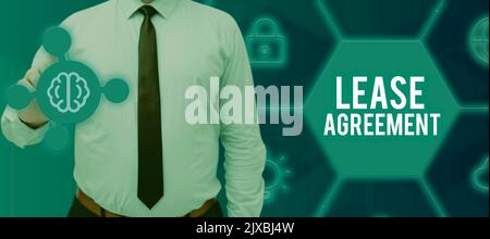 Konzeptunterschrift MietvertragsVertrag über die Bedingungen an eine Partei vereinbart Mietobjekt. Konzept Bedeutung Vertrag über die Bedingungen einer Partei stimmt zu Stockfoto
