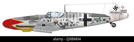 Messerschmitt Bf 109G-6 pilotiert von Hermann Graf, Kommandant der JG 50, September 1943 Stockfoto