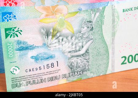 Indonesisches Geld - Rupiah - neue Serie von Banknoten Stockfoto