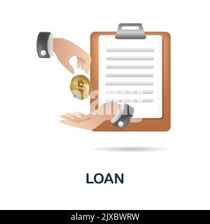 Symbol „Darlehen“. 3D Illustration aus der Banksammlung. Creative Loan 3D Symbol für Webdesign, Vorlagen, Infografiken und mehr Stock Vektor