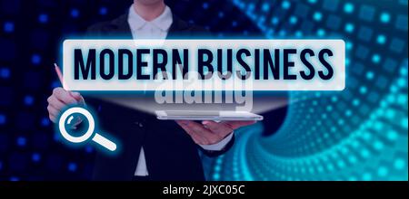 Textunterschrift präsentiert modernes GeschäftEinführung in die Philosophie großer Unternehmen. Wort geschrieben auf Einführung in die Philosophie von Stockfoto