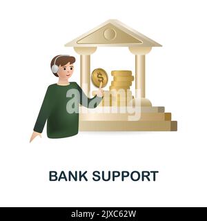 Symbol „Banksupport“. 3D Illustration aus der Banksammlung. Creative Bank Support 3D-Symbol für Webdesign, Vorlagen, Infografiken und mehr Stock Vektor