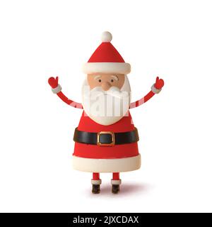 Weihnachtsmann in roter Kleidung, realistische 3D Zeichen isoliert auf weiß. Für Weihnachtskarten und Banner. Vektorgrafik Stock Vektor
