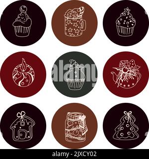 Set von handgezeichneten weihnachten und Winter Doodle Elemente in Vektor. Festliche Kollektion auf weißem Hintergrund isoliert. Design für Icons, Buttons, Feiertage Stock Vektor