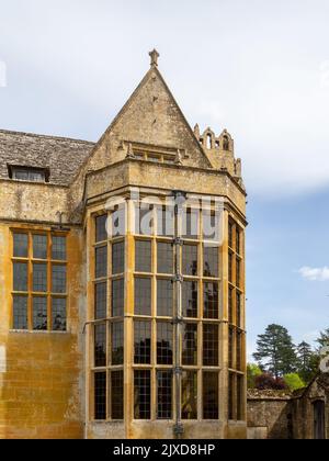 Außenansicht des Stanway House, einem jakobischen Herrenhaus aus dem 16.. Jahrhundert, Stanway, Cotswolds, Gloucestershire Stockfoto