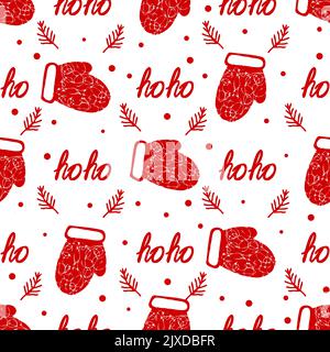 Rote weihnachten. Nahtloses modernes Muster mit Weihnachtssymbolen. Geeignet zum Verpacken von Papier und Urlaubstextilien Stock Vektor