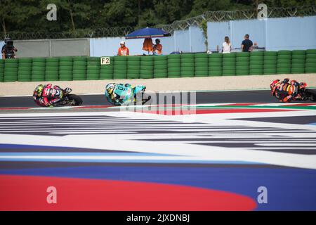 Misano Adriatico, Italien. 04. September 2022. Moto3 während des Gran Premio di San Marino e della Riviera di Rimini Rennen Moto GP, MotoGP Weltmeisterschaft in Misano Adriatico, Italien, September 04 2022 Credit: Independent Photo Agency/Alamy Live News Stockfoto