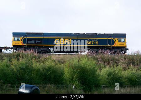 GBRf Diesellokomotive der Baureihe 66 Nr. 66715 'Valor', Warwickshire, Großbritannien Stockfoto