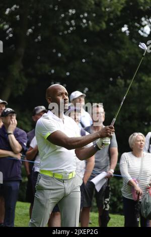 Wentworth, Surrey, Großbritannien. 7. September 2022. DJ Spoony spielt während der BMW/PGA Championship ProAm, die im Wentworth Golf Club, Virginia Water, Surrey, stattfand, auf die 2.. Kredit: Motofoto/Alamy Live Nachrichten Stockfoto