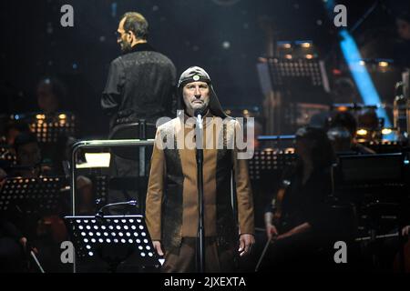 Laibach: Präsentation von 'Alamut', einem originellen symphonischen Werk, das auf einer berühmten Geschichte aus dem Persien des 11. Jahrhunderts basiert. Kloster Križanke, Ljubljana, Slowenien Stockfoto