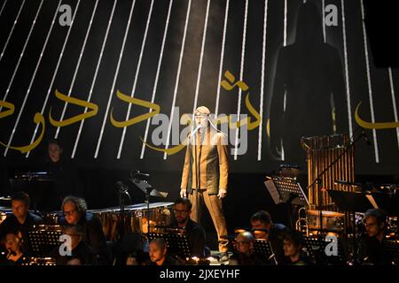 Laibach: Präsentation von 'Alamut', einem originellen symphonischen Werk, das auf einer berühmten Geschichte aus dem Persien des 11. Jahrhunderts basiert. Kloster Križanke, Ljubljana, Slowenien Stockfoto