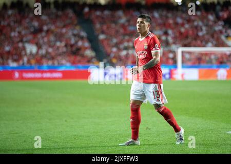 Lissabon, Portugal. 06. September 2022. 06. September 2022. Lissabon, Portugal. Benficas Mittelfeldspieler aus Argentinien Enzo Fernandez (13) in Aktion während des Spiels der Runde der Gruppe H 1. für die UEFA Champions League, Benfica gegen Maccabi Haifa Credit: Alexandre de Sousa/Alamy Live News Stockfoto