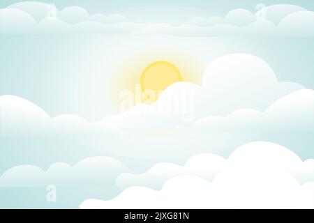 Himmel mit Sonne und Wolke Hintergrund Tag breite horizontale Vektor-Illustration Stock Vektor