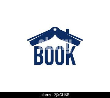 Buch wie ein Dach, Buchhandlung und Buchhandlung, Logo-Design. Lesen, aus- und Weiterbildung, Vektordesign und Illustration Stock Vektor