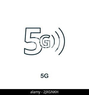 5G Symbol. Einfaches Element aus der Technologiesammlung. Symbol für Zeile 5G für Vorlagen, Infografiken und Banner Stock Vektor