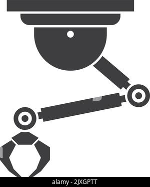 Symbol für mechanischen Manipulator. Schwarze Roboterhand. Industriearm Stock Vektor