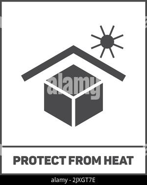 Vor Hitze schützen, schwarzes Etikett. Versandaufkleber Stock Vektor