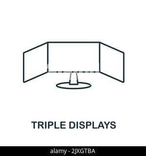 Symbol für dreifache Anzeige. Einfaches Element aus der Technologiesammlung. Line Triple zeigt ein Symbol für Vorlagen, Infografiken und Banner an Stock Vektor