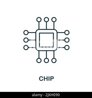Chip-Symbol. Einfaches Element aus der Technologiesammlung. Line-Chip-Symbol für Vorlagen, Infografiken und Banner Stock Vektor