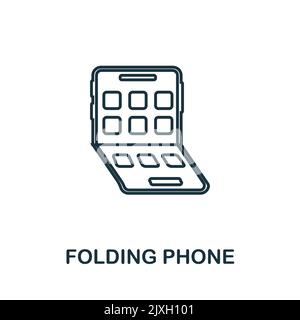 Symbol für faltbares Telefon. Einfaches Element aus der Technologiesammlung. Line Folding Phone Icon für Vorlagen, Infografiken und Banner Stock Vektor