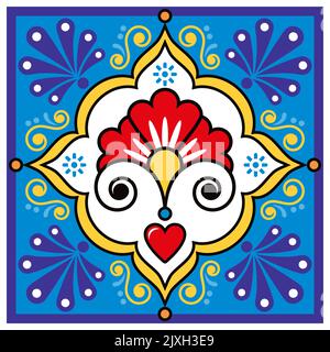 Mexikanisches talavera Keramik Single Fliese Vektor nahtloses Muster, dekoratives florales Design perfekt für Grußkarten oder Textilien, Stoffdruck Stock Vektor