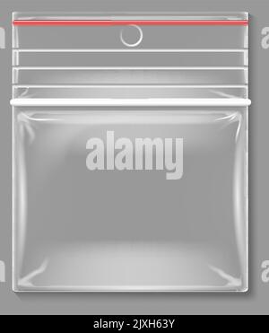 Plastikbeutel mit Reißverschluss. Realistisches transparentes Modell Stock Vektor