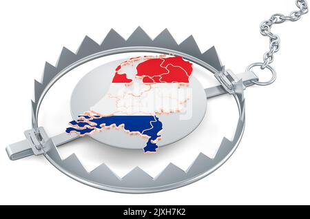 Die Niederlande im Bärenfalle, 3D Rendering isoliert auf weißem Hintergrund Stockfoto