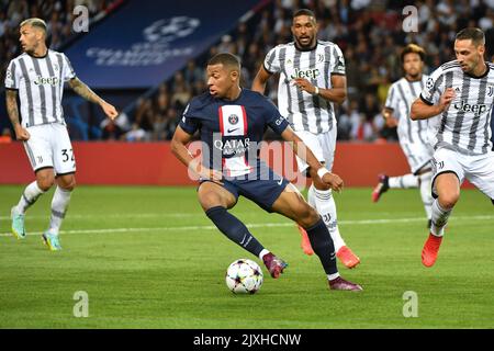 Kylian Mbappe - Paris Saint Germain vs Juventus - Champions League - Groupe H - erster Tag in Paris, Frankreich, am 6. september 2022. 06/09/2022-Paris, FRANKREICH. (Foto von Lionel Urman/Sipa USA) Stockfoto